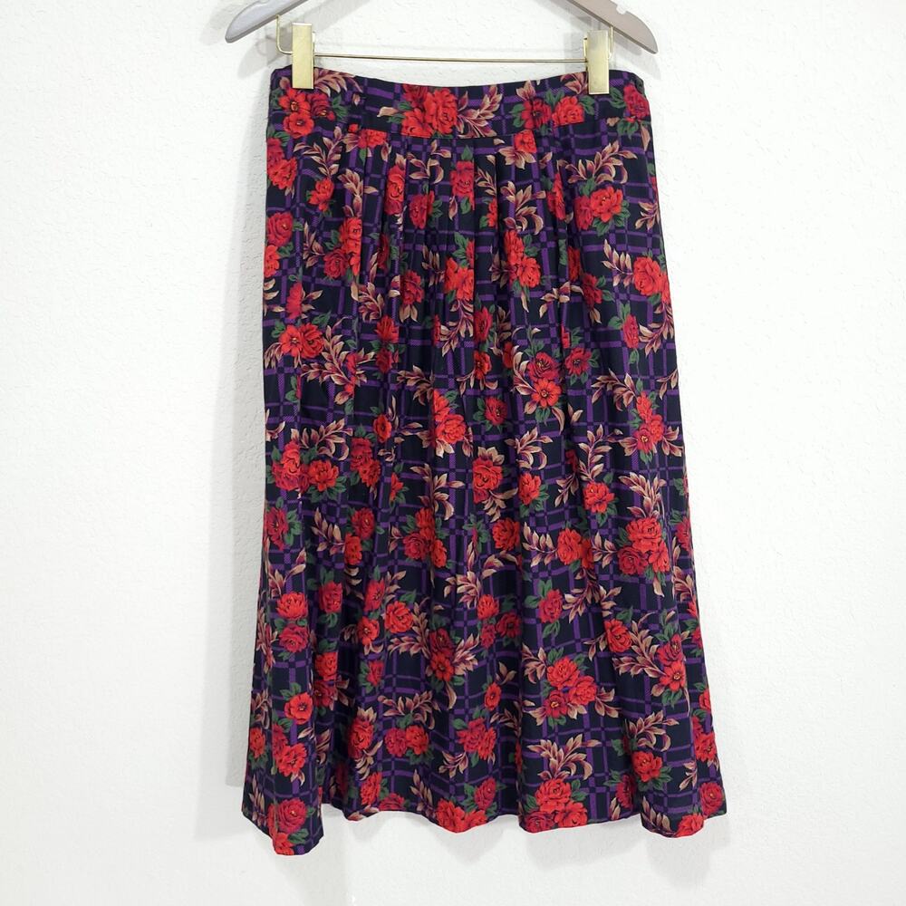 Separate Issue Vintage Skirt Womens Large Dark Floral 90s Midi Pockets Casual